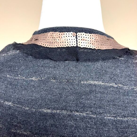 - 👠Loft sequined trimmed grey striped cardigan. Size Sm - Picture 4 of 7